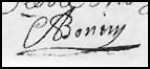 Aman Bonnin's signature in the church register